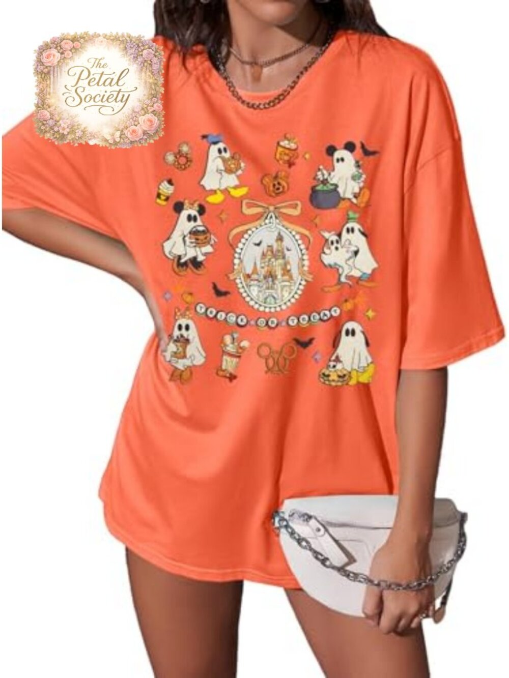 Women's Oversized Halloween Graphic T-Shirt Crew Neck Short Sleeve Tee